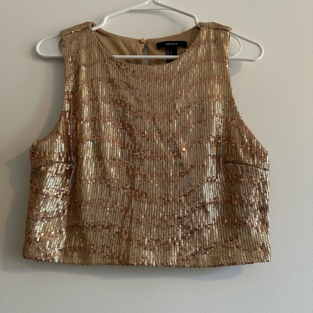 Forever 21 Gold Sparkly Crop Top